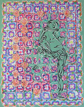 Load image into Gallery viewer, Neon floral + figure (1 of 2) 24" x 36"