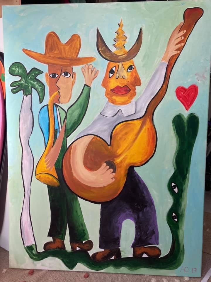 Fuster Rendition in Sage Green - Gypsy Sun Art Gallery 30