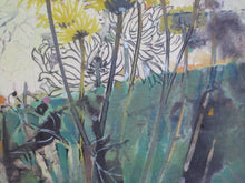 Load image into Gallery viewer, West Coast Sunset with Gold Leaf - Ruby Wong watercolor
