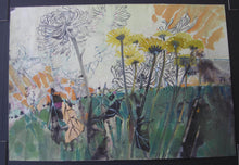 Load image into Gallery viewer, West Coast Sunset with Gold Leaf - Ruby Wong watercolor
