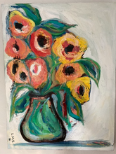 Load image into Gallery viewer, Bold round flowers - Laurie Maurer Shelton - Original Oil
